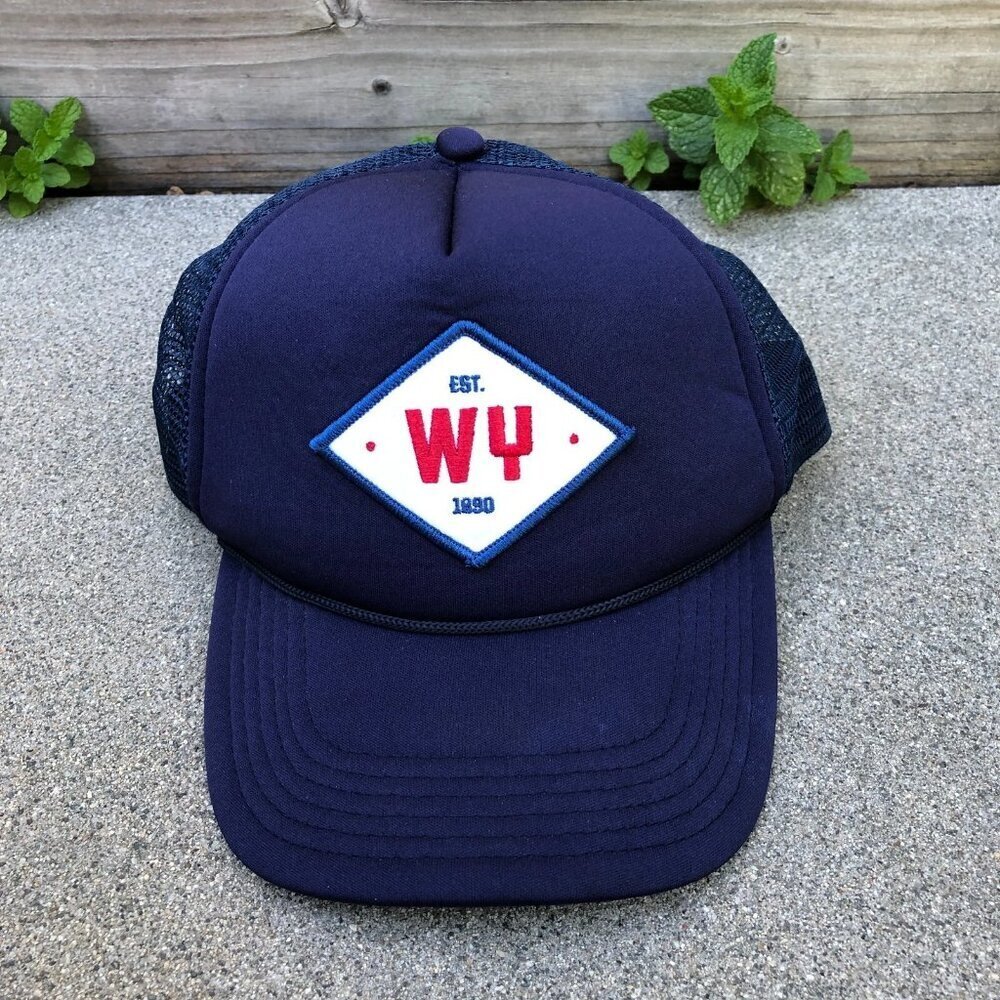 MADE Wyoming Est 1890 Trucker Hat Men's Blue Adjustable Snapback Cap Foam​​​